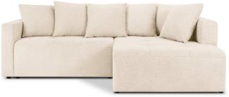 Micadoni Ecksofa mit Bettfunktion und Box Elie 4-Sitzer Rechts Strukturierter Stoff Beige