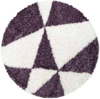 Hochflor Teppich Tarra rund - 120 cm Durchmesser - Lila