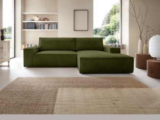 Vente-unique - Ecksofa mit Schlaffunktion - Ecke rechts - Cord - Khaki - AMELIA