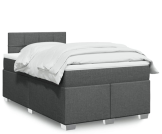 Boxspringbett mit Matratze, Stoff, Viereckige, grauer Fuß, Dunkelgrau, 120 x 190 cm, true