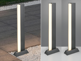 2er Set flache LED Wegeleuchten aus Aluminium in Anthrazit, Höhe 100cm