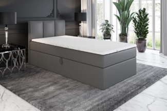 A&J MöbelLand GmbH Boxspringbett Einzelbett NASI mit Bettkasten, Topper und gepolstertem Kopfteil. (Boxspringbett mit Bettkasten und gepolstertem Kopfteil. Gratis Topper – nur jetzt erhältlich!, Kostenlose Lieferung! TOP ANGEBOT), Länge 208 cm Höhe 106 cm