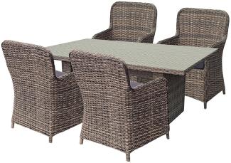 Tischgruppe BORDEAUX, 5 teilig, Glas, 200x100cm