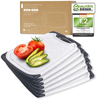 Exitoso Schneidebrett 6er-Set spülmaschinenfest, Kunststoff, (6-St), Brotzeitbrett Frühstücksbrettchen Brot Obst Steak rutschfest