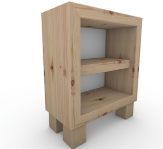 Nachttisch Nachtkommode Nachtkästchen mit Rückwand mit Zwischenboden mit Füße ohne Türe Zirbe