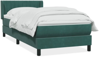 vidaXL Boxspringbett mit Matratze Dunkelgrün 80x210 cm Samt 3318264