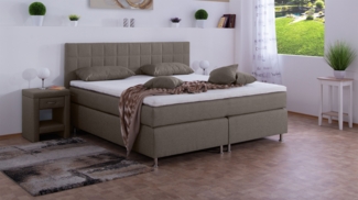 Meisterbetten Boxspringbett Inka 200x220 in WT-Papyrus, Matratzenbezug Nano, Komfortschaum-Topper