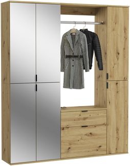 Garderobenset Projekt X III - Artisan Eiche / Spiegelglas