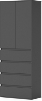 Vicco Kleiderschrank Claus, Anthrazit, 74x191.5 cm mit 4 Schubladen