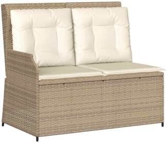 vidaXL Gartenbank mit Kissen Beige Poly Rattan 3394453