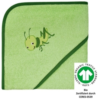 Wörner Kapuzenhandtuch Grashüpfer 80/80, Frottee (1-St), Biobaumwolle, mit Kapuze, maschinenwaschbar, trocknergeeignet