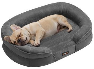 FEANDREA Hundebett, Hundekissen, wasserdichte Innenschicht, erhöhte Ränder, abnehmbarer, waschbarer Bezug, schiefergrau
