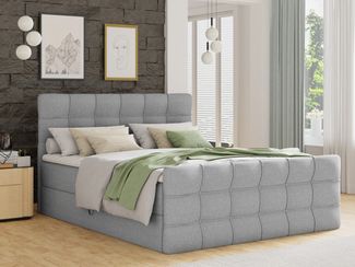 Boxspringbett Best Lux mit Fußteil, 2 Bettkästen, Bonell-Matratze und Topper, Polsterbett (Grau (Inari 91), 160 x 200 cm)
