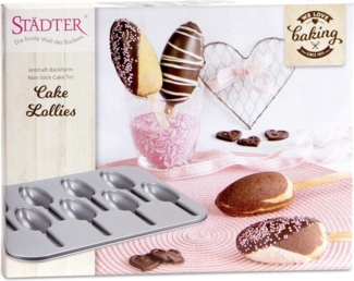 Städter 661066 We Love Baking Backform Cake Lollies, Metall, Silber, 35 x 27 cm
