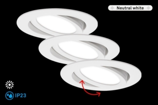 Di-Ka LED Einbauleuchte Flat-In 3er Set weiß Ø 10,6 cm 7W, neutralweiß