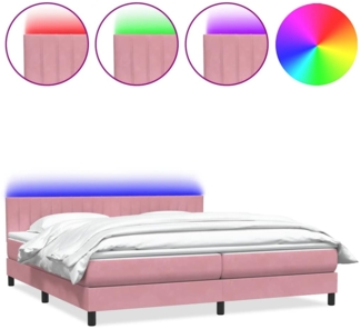 vidaXL Boxspringbett mit Matratze Rosa 180x220 cm Samt 3317138