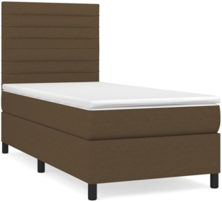 vidaXL Boxspringbett mit Matratze Dunkelbraun 90x200 cm Stoff 3141828