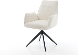 Esszimmerstuhl Zoa-Flex Bouclé Weiß Kreuzgestell breit Schwarz Taschenfederkern