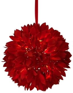Online-Fuchs Fensterdekoration Blätterball mit LED-Lichterkette - Herbst, Winter, Weihnachten Deko, zum aufhängen - 6-Stunden Timer - Farben: Rot, Gold, Silber