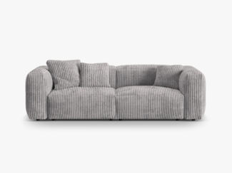 Micadoni Sofa Martina 3-Sitzer Kord Hellgrau