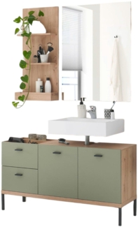 Badmöbel-Set Ewa 119x38x190 Asteiche/Pinie Green matt Lack 14803