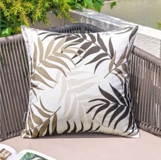 Qelus Kissenbezüge Outdoor Wasserdicht Kopfkissenbezug Blatt Gedruckt Kissenbezug 45x45, (4 Stück), Kissen für Garten Sofa Couch Wohnzimmer Schlafzimmer