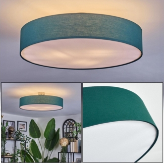 hofstein Deckenleuchte Deckenlampe aus Metall/Stoff/Kunststoff in Nickel-matt/Grün/Weiß, ohne Leuchtmittel, runde Leuchte im modernen Design (60 cm), E27, Esszimmer, Wohnzimmer