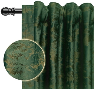 BTTO V&G Vorhang Samt Kräuselband, Vorhang Blickdicht, Golddruck Gardinen, 2er, (2 St), 85%-95% Verdunklungsvorhänge,Thermovorhang, 2-Teiliges Set