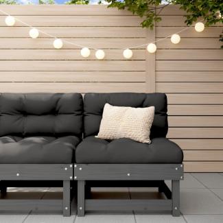 vidaXL Garten-Mittelsofa Grau Massivholz Kiefer 825375