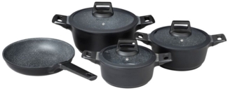 Mulex Topf-Set MALAGA, aus hochwertigem Aluguss, Aluminiumguss (Set, 7-tlg, Kochtopfset inkl. Bratpfanne), hitzebeständige Bakelitgriffe, inkl. Softtouch-Silikon Glasdeckel