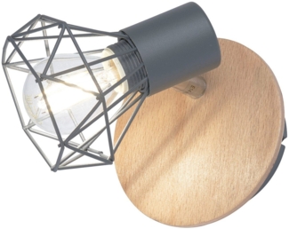 Fischer & Honsel 30464 Wandspot Ran 1-flammig grau holz hell E14