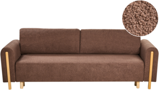Schlafsofa 3-Sitzer KVAM Bouclé Braun mit Stauraum