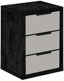 Nachttisch Columbia 03 / Clyde , Holzwerkstoff , Grau, Schwarz , 49 x 70 x 45 cm