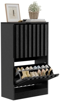 UEV Schuhschrank mit 2 Klappen Schuhregal Schukipper schmal platzsparend (Anti-Kipp-Vorrichtung für Eingangsbereich, Modern Schuhaufbewahrung mit Oberplatte Platzsparend, Schuhkommode) Trennwände verstellbar und abnehmbar für verschiedene Schuhtypen
