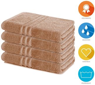 Lavea Duschtücher 4er Set Duschtuch 70x140 cm, Elena Frottee Handtücher, (Set, 4-St), Dusch-Handtuch, 500 g/m² Frottier, weich & saugstark, pflegeleicht