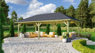 Pavillon-Set Holm 2 mit Rechteckschindeln schwarz, 359x707 cm CLASSIC kdi, Karibu