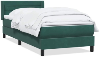 vidaXL Boxspringbett mit Matratze Dunkelgrün 100x210 cm Samt 3318192