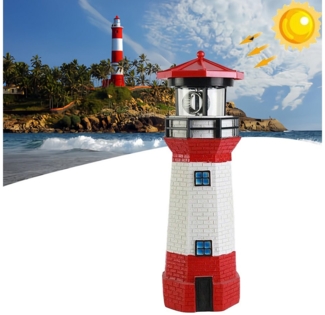 BlingBin LED Solarleuchte Solar Leuchtturm Gartenleuchte 360°-rotierendem Leuchtturm Gartendeko, Mit Dämmerungssensor Solarbeleuchtung, LED fest integriert, Tageslichtweiß, Deko Leuchtturm mit Beleuchtung, mit LED Beleuchtung, Wegeleuchten