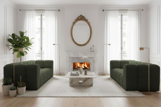 Sofaset Designersofa SOLVIE 3-3 in Stoff Tiffani Grün