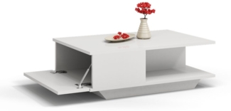 TOPESHOP Couchtisch Couchtisch mit leicht zu öffnender Ablagefachtür weiß, artisan-eiche (H 42 x T 90 x B 60 cm)