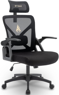 Ergonomischer Bürostuhl mit Kopfstütze, Armlehnen, Lordosenstütze & Wippfunktion