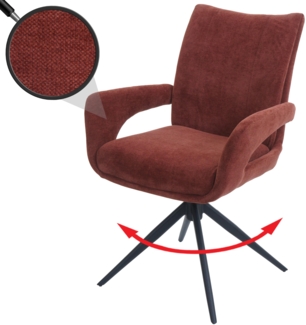 Esszimmerstuhl HWC-O78, Küchenstuhl Stuhl, drehbar Auto-Return, Stoff/Textil Chenille (310g/m²) Öko-Tex ~ rotbraun