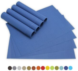 matches21 HOME & HOBBY Platzset Tischsets BORDA 8er Set Blau als Tischuntersetzer, (8-St), Abwaschbare Platzsets als Tischunterlagen für Ess-Tisch Tisch-Deko