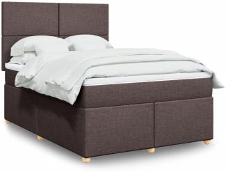 vidaXL Boxspringbett mit Matratze Dunkelbraun 160x200 cm Stoff 3293627