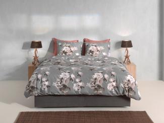 Zo! Home Flanell Bettwäsche 135x200 cm Ella grey Rosen Blumen weiß grau taupe