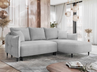 Ecksofa Smugo mit Schlaffunktion und Bettkasten (Farbe: Onega 08, Seite: Rechts)