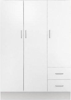 Dmora Kleiderschrank 3 Türen Anci, Schlafzimmermöbel, Geschlossener begehbarer Kleiderschrank, Kleiderschrank mit 3 Türen und 2 Schubladen, 120x50h170 cm, Weiß