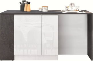 KOCHSTATION Kücheninsel KS-Sole, Kochinsel, Küchenarbeitsblock, Arbeitsinsel, Made in Italy, Breite 167,5 cm, 2 Apothekerauszüge, 2 Essplätze, 1 offenes Regal