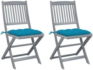 vidaXL Klappbare Gartenstühle 2 Stk. mit Kissen Massivholz Akazie 3064555