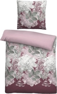 Traumhaft schlafen - Castell - Markenbettwäsche Thermo-Fleece Bettwäsche 0360442 BLUME GROß, bordeauxrot, 1x 135x200 cm + 1x 80x80 cm